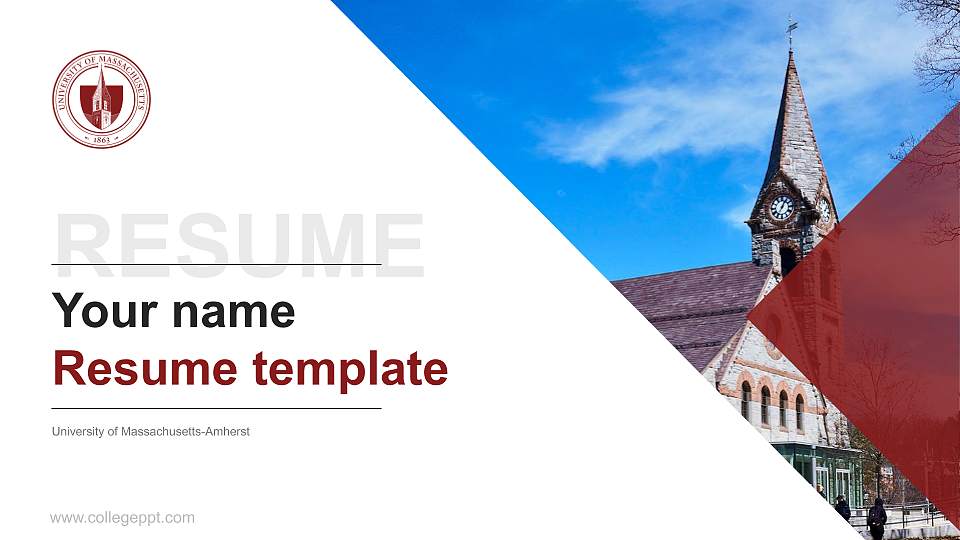 University of Massachusetts-Amherst Resume PPT Template16:9 ratio PPT effect preview image