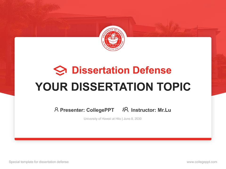 University of Hawaii at Hilo Graduation Thesis Defense PPT Template4:3 ratio PPT effect preview image7