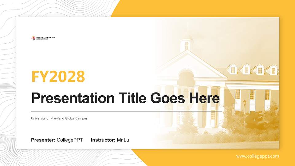 University of Maryland Global Campus Academic Presentation/Research Findings Report PPT Template16:9 ratio PPT effect preview image