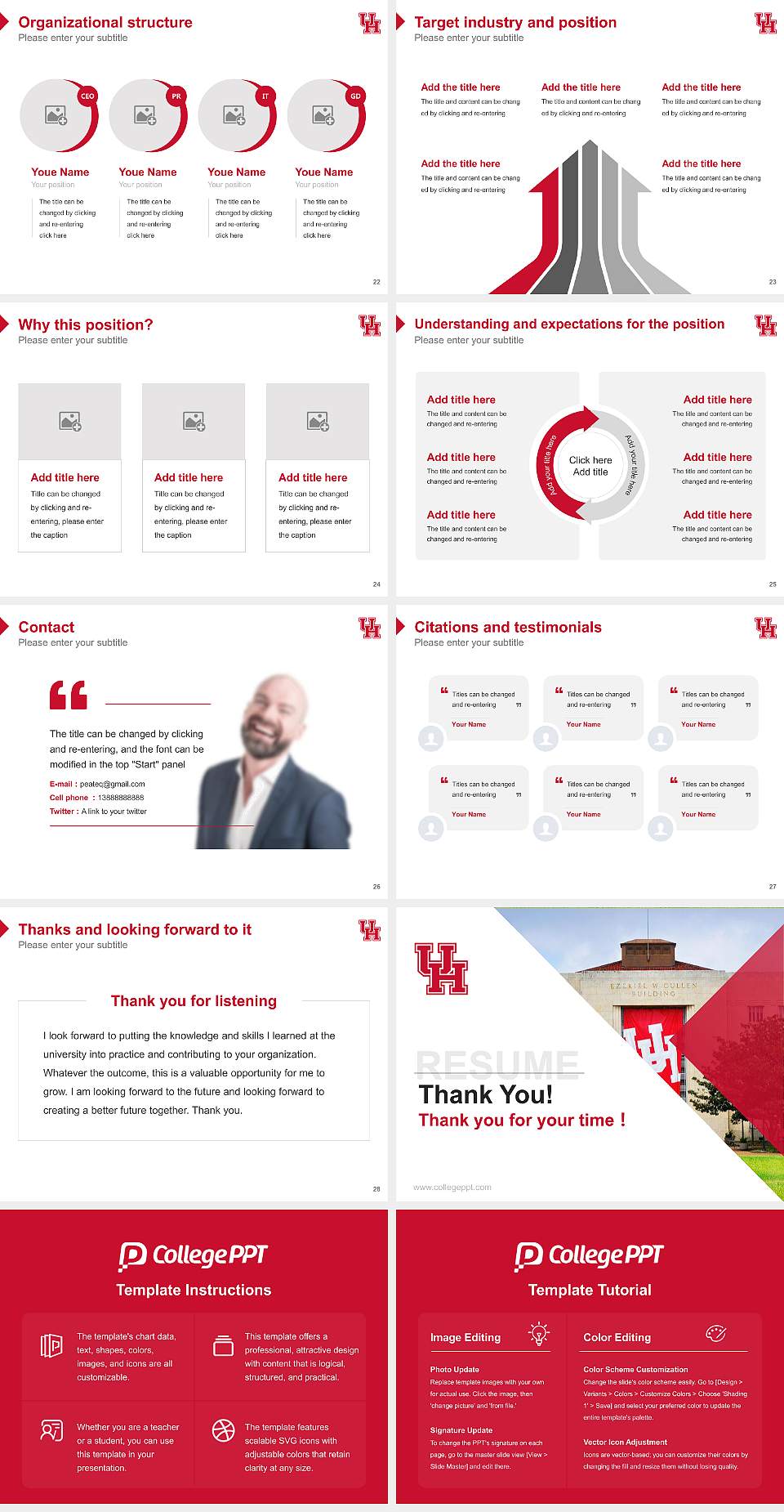 University of Houston Resume PPT Template4:3 ratio PPT effect preview image4