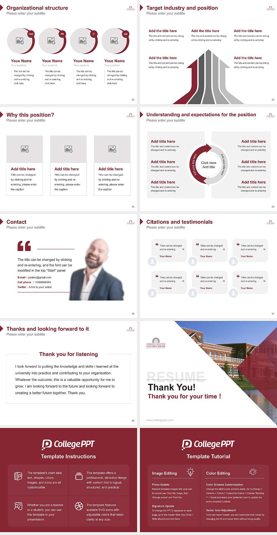 University of Maryland Eastern Shore Resume PPT Template4:3 ratio PPT effect preview image4