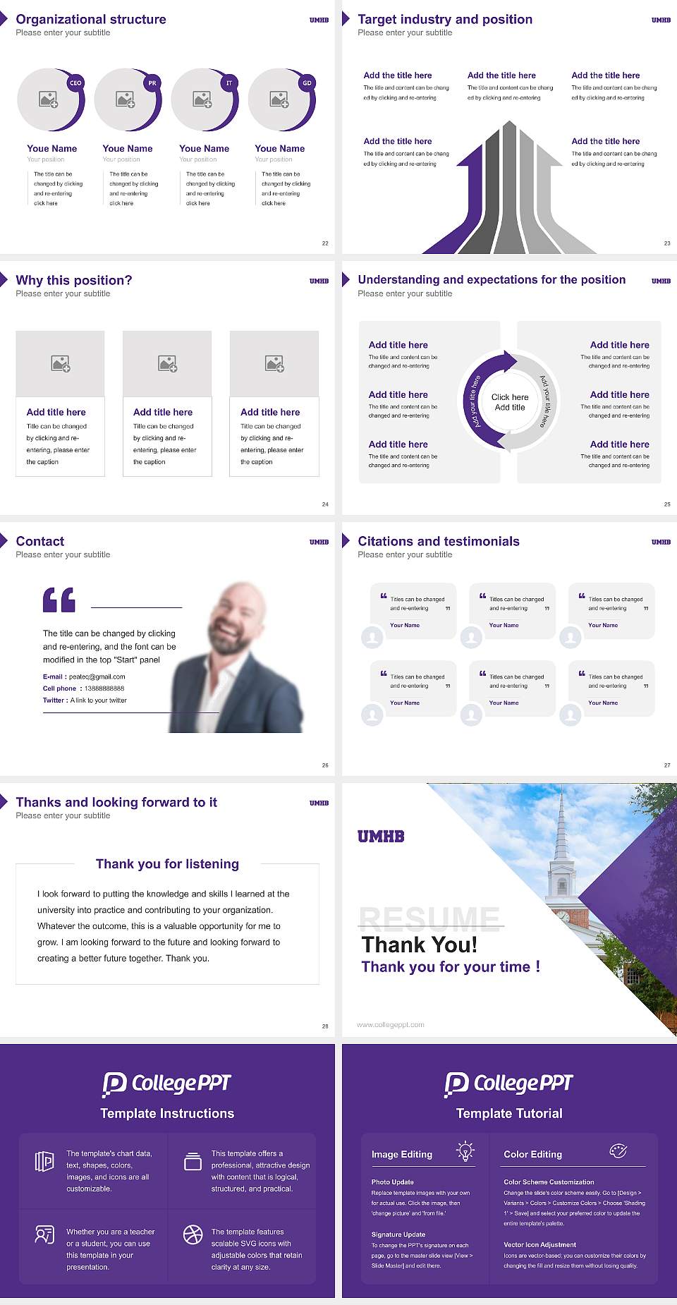 University of Mary Hardin-Baylor Resume PPT Template4:3 ratio PPT effect preview image4