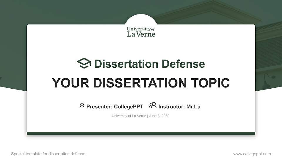 University of La Verne Graduation Thesis Defense PPT Template16:9 ratio PPT effect preview image