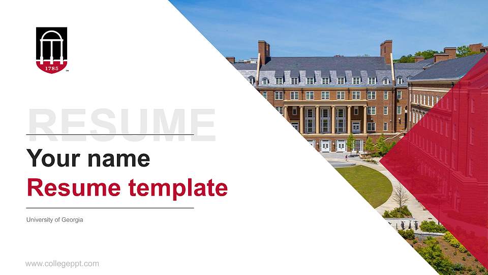 University of Georgia Resume PPT Template16:9 ratio PPT effect preview image