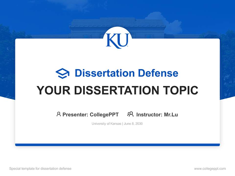 University of Kansas Graduation Thesis Defense PPT Template4:3 ratio PPT effect preview image7