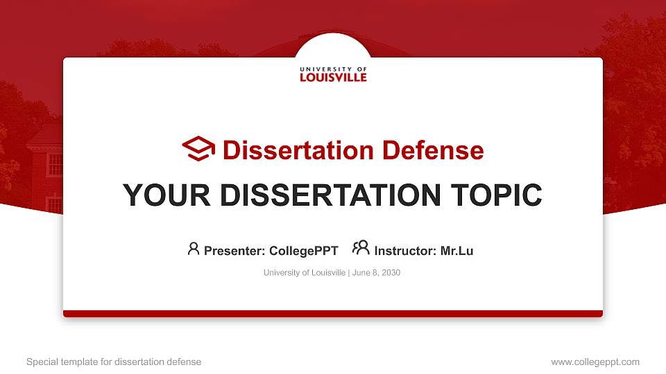 University of Louisville Graduation Thesis Defense PPT Template16:9 ratio PPT effect preview image