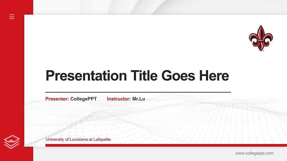 University of Louisiana at Lafayette Thesis Proposal/Graduation Defense PPT Template16:9 ratio PPT effect preview image