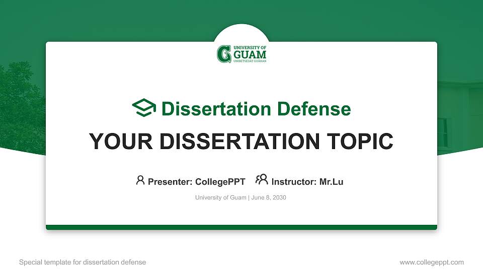 University of Guam Graduation Thesis Defense PPT Template16:9 ratio PPT effect preview image