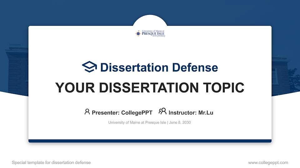 University of Maine at Presque Isle Graduation Thesis Defense PPT Template16:9 ratio PPT effect preview image