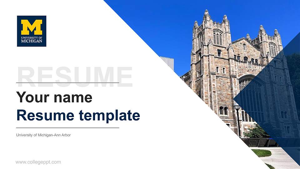 University of Michigan-Ann Arbor Resume PPT Template16:9 ratio PPT effect preview image