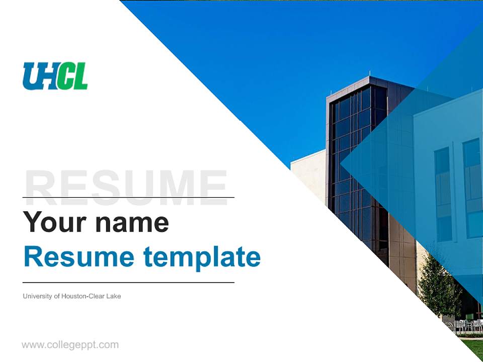 University of Houston-Clear Lake Resume PPT Template4:3 ratio PPT effect preview image5
