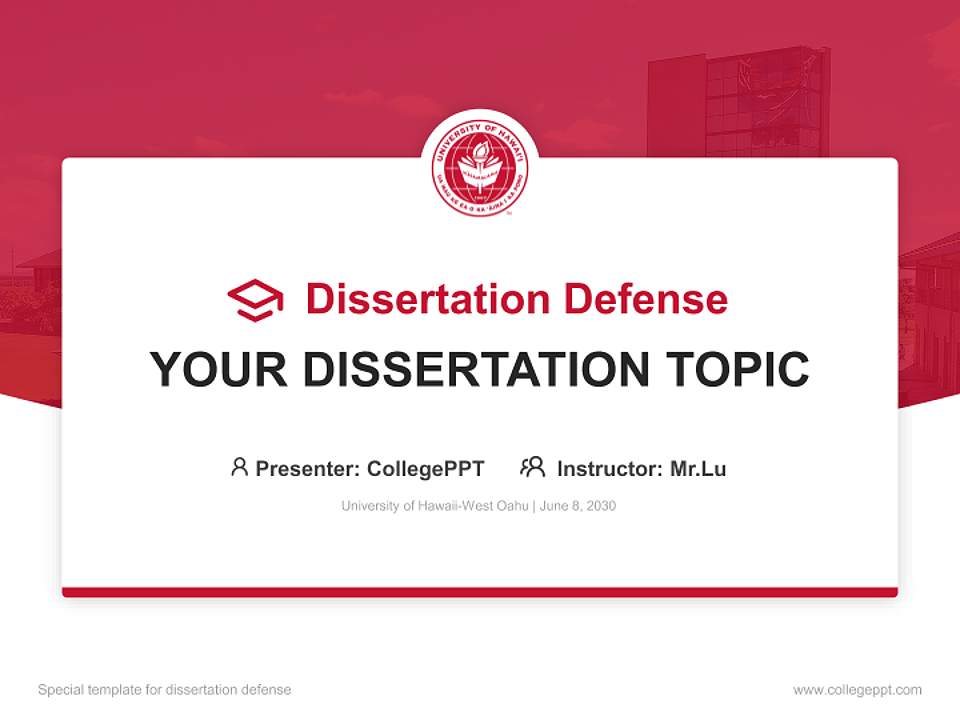 University of Hawaii-West Oahu Graduation Thesis Defense PPT Template4:3 ratio PPT effect preview image7