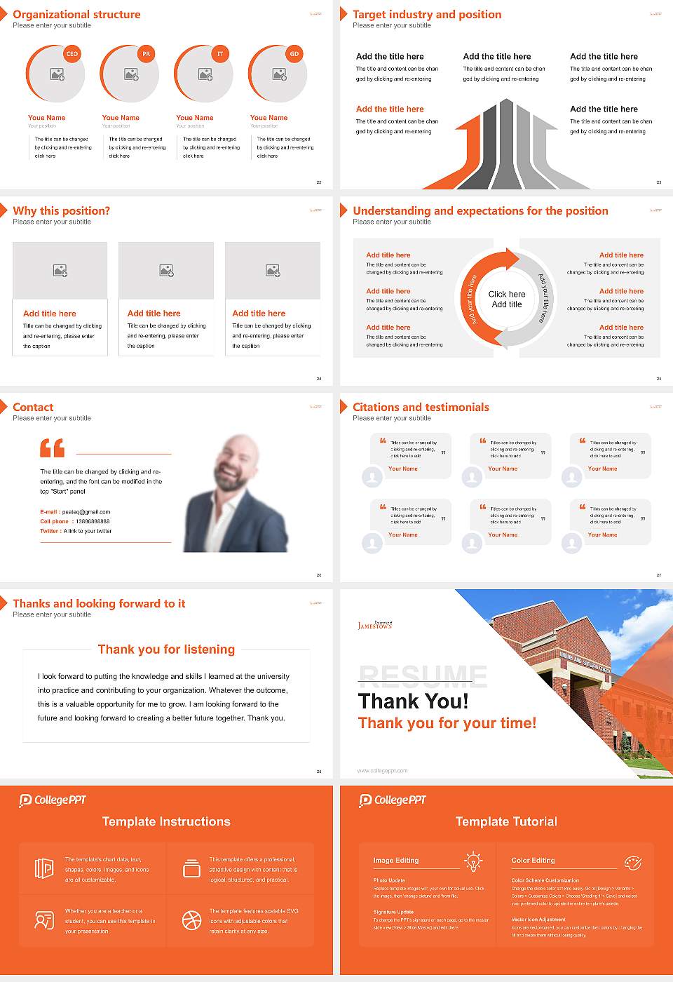 University of Jamestown Resume PPT Template16:9 ratio PPT effect preview image4