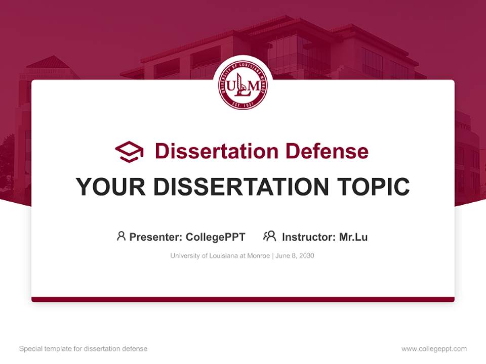 University of Louisiana at Monroe Graduation Thesis Defense PPT Template4:3 ratio PPT effect preview image7