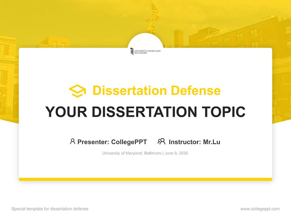 University of Maryland, Baltimore Graduation Thesis Defense PPT Template4:3 ratio PPT effect preview image7