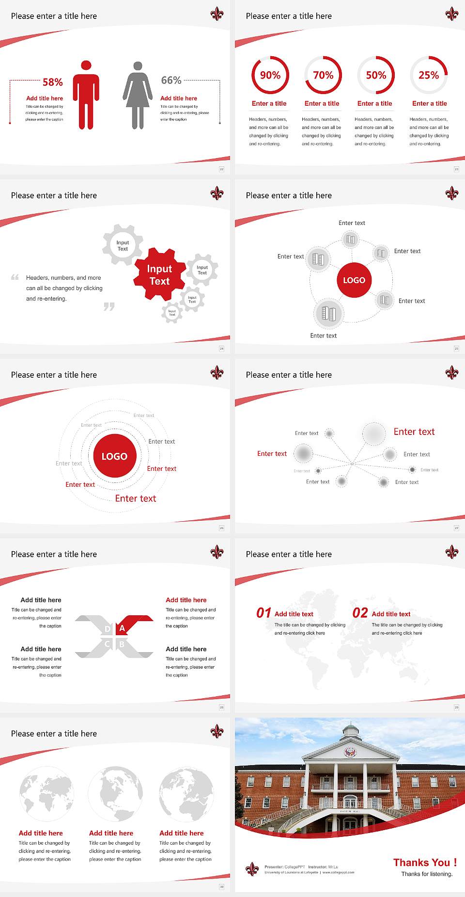 University of Louisiana at Lafayette Course/Courseware Creation PPT Template4:3 ratio PPT effect preview image4