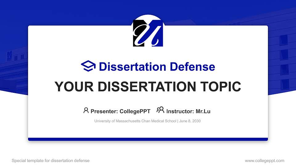 University of Massachusetts Chan Medical School Graduation Thesis Defense PPT Template16:9 ratio PPT effect preview image