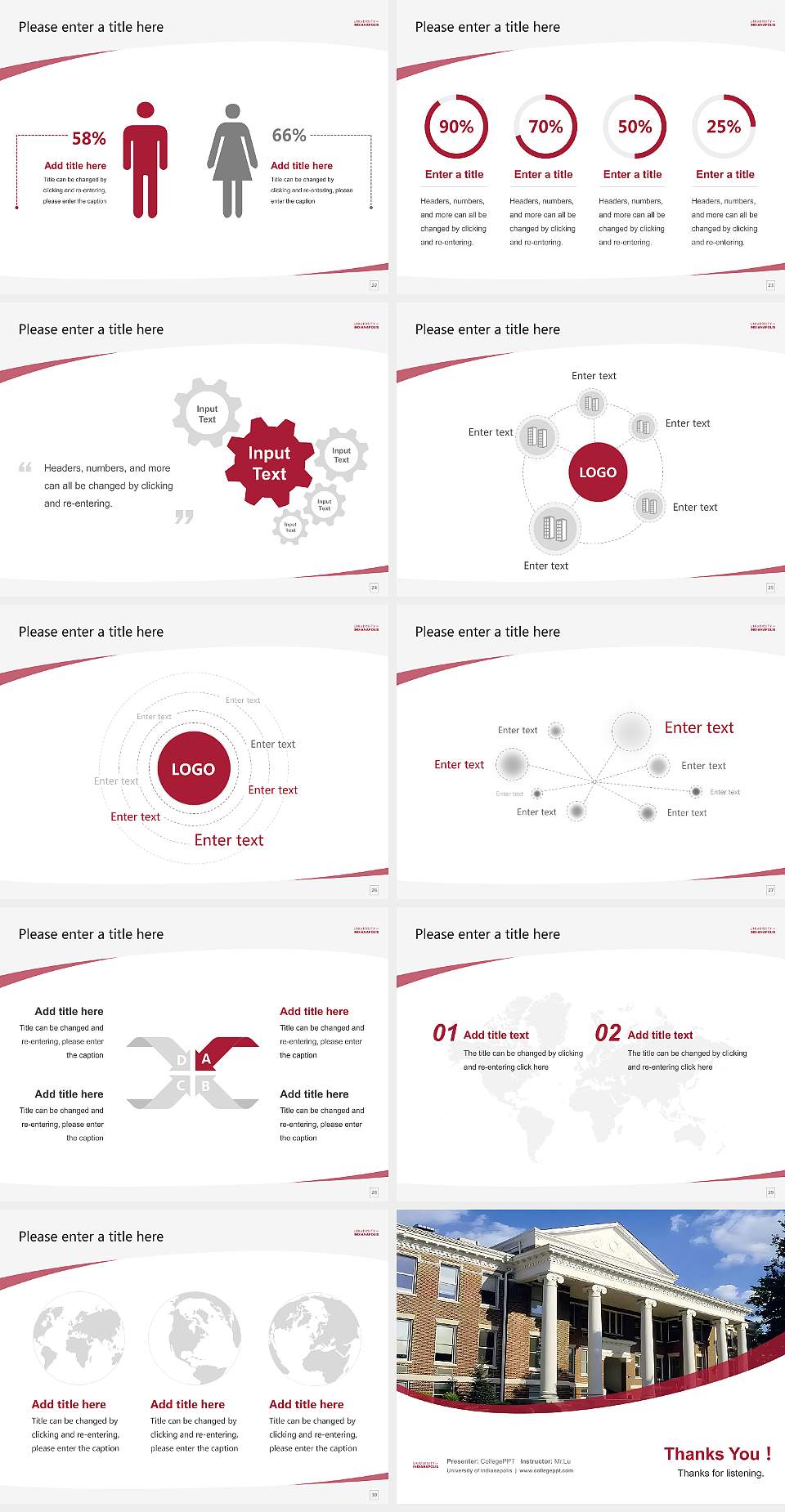 University of Indianapolis Course/Courseware Creation PPT Template4:3 ratio PPT effect preview image4