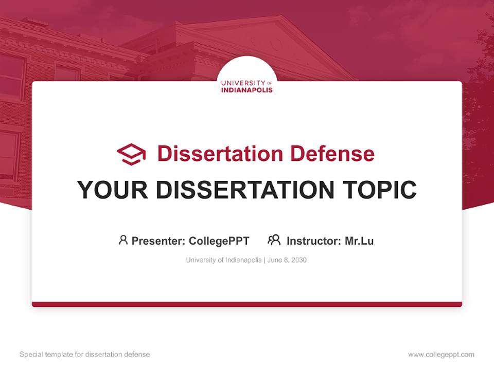 University of Indianapolis Graduation Thesis Defense PPT Template4:3 ratio PPT effect preview image7