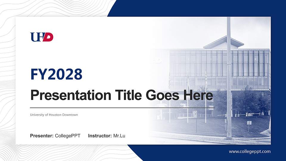 University of Houston-Downtown Academic Presentation/Research Findings Report PPT Template16:9 ratio PPT effect preview image