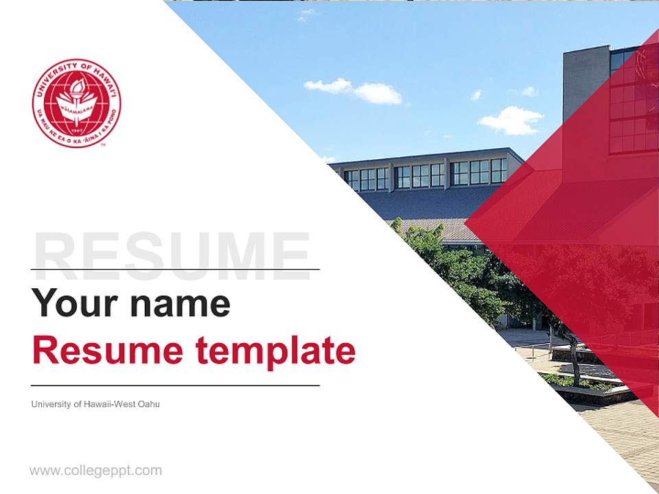 University of Hawaii-West Oahu Resume PPT Template4:3 ratio PPT effect preview image5