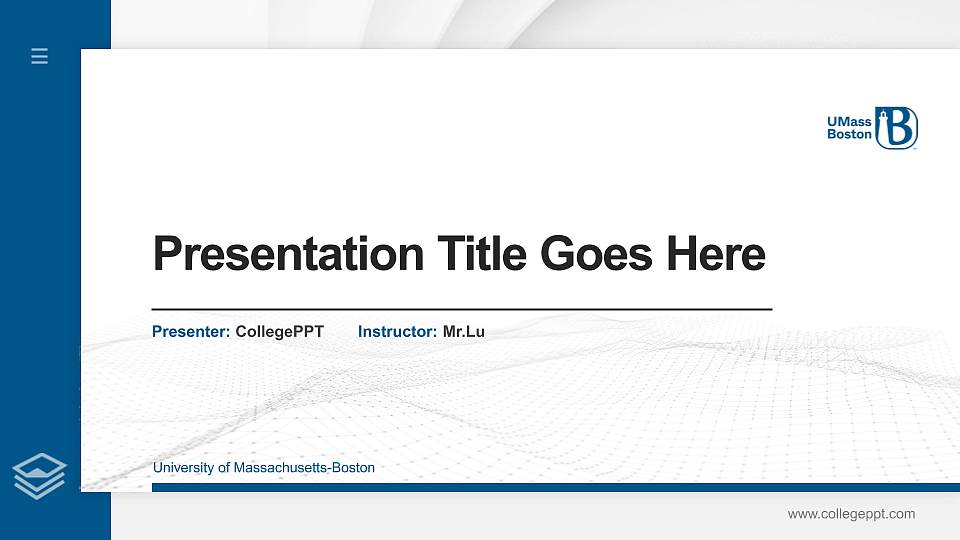 University of Massachusetts-Boston Thesis Proposal/Graduation Defense PPT Template16:9 ratio PPT effect preview image