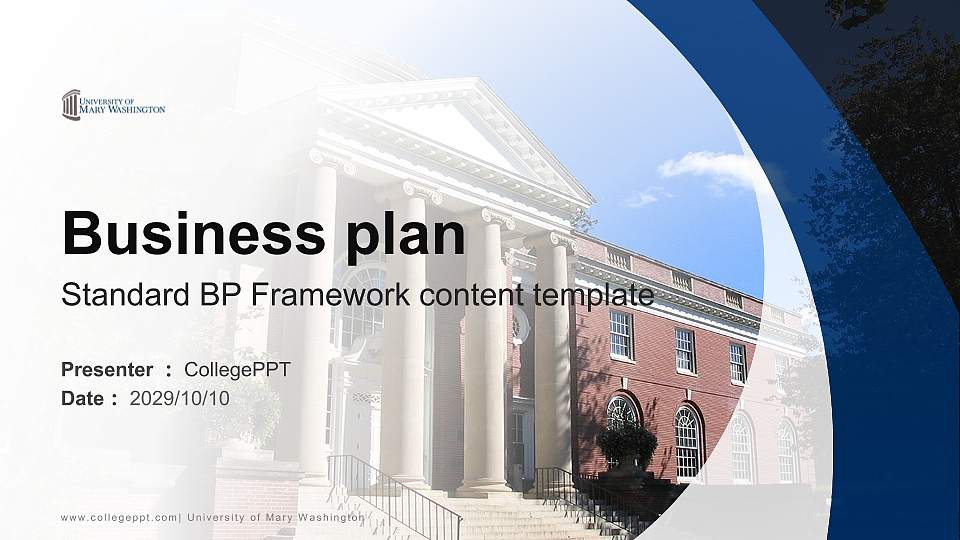 University of Mary Washington Competition/Entrepreneurship Contest PPT Template16:9 ratio PPT effect preview image