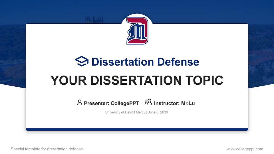 University of Detroit Mercy Graduation Thesis Defense PPT Template16:9 ratio PPT effect preview image