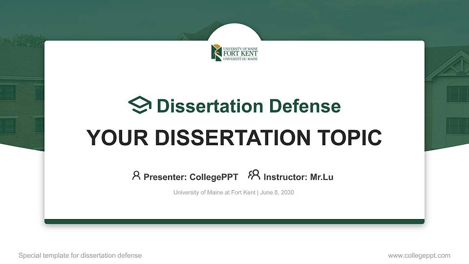 University of Maine at Fort Kent Graduation Thesis Defense PPT Template16:9 ratio PPT effect preview image