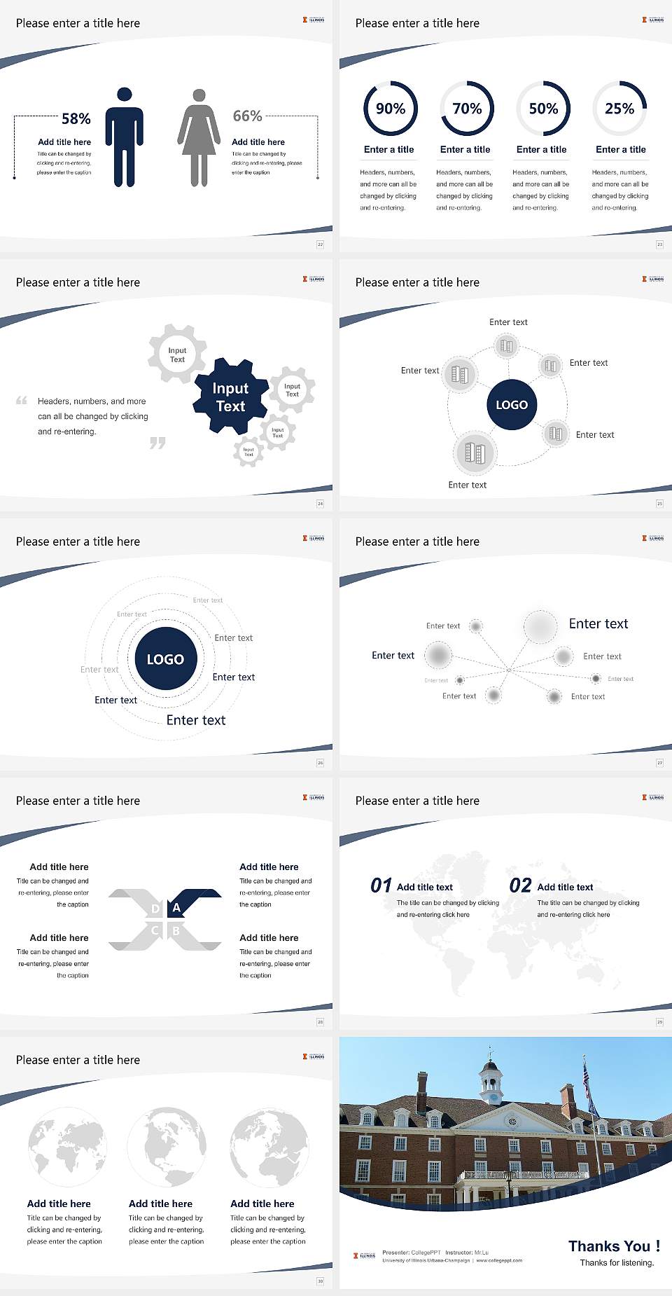 University of Illinois Urbana-Champaign Course/Courseware Creation PPT Template4:3 ratio PPT effect preview image4