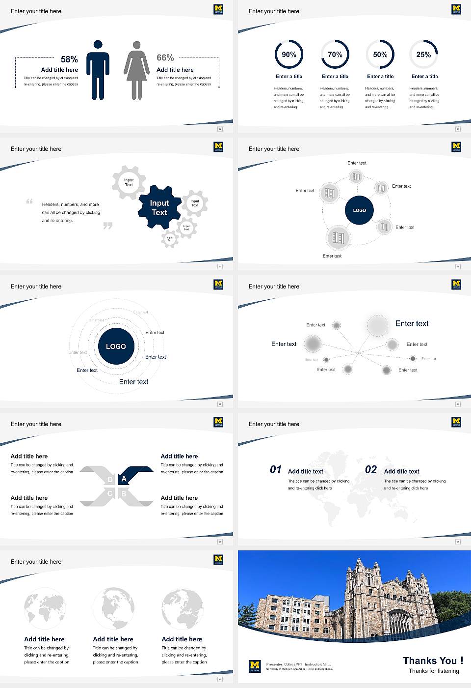 University of Michigan-Ann Arbor Course/Courseware Creation PPT Template16:9 ratio PPT effect preview image4