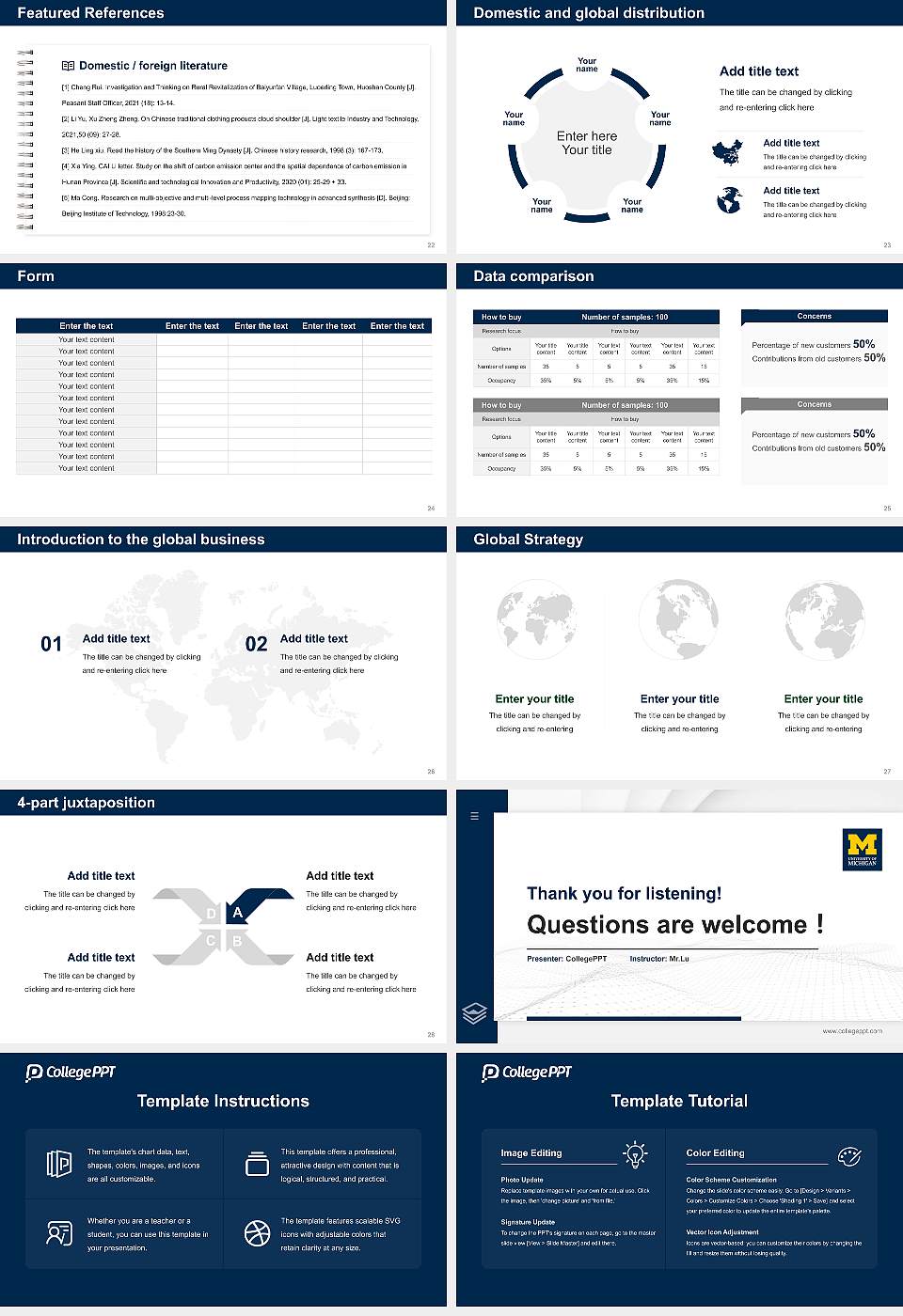University of Michigan-Ann Arbor Thesis Proposal/Graduation Defense PPT Template16:9 ratio PPT effect preview image4