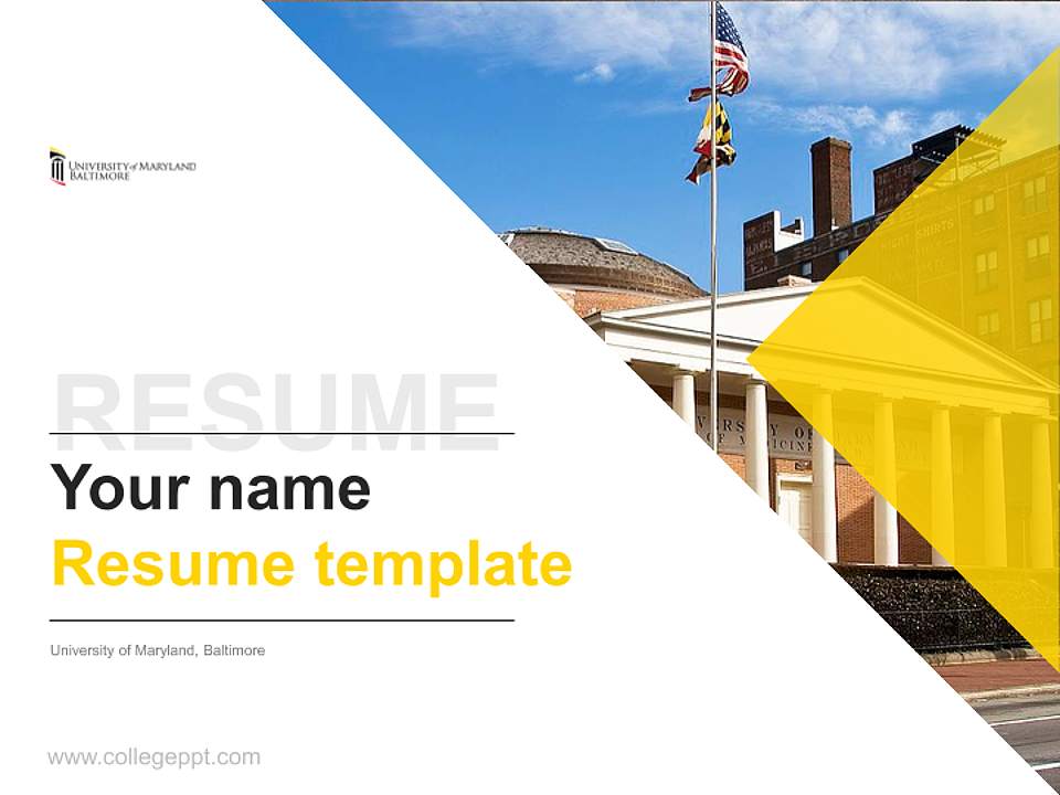 University of Maryland, Baltimore Resume PPT Template4:3 ratio PPT effect preview image5