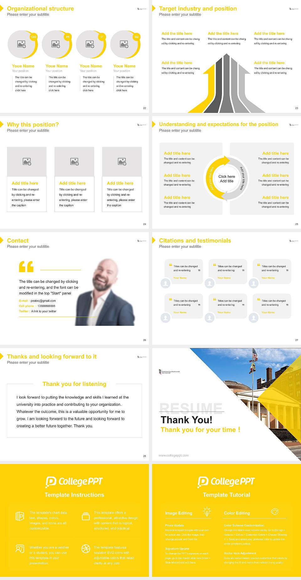 University of Maryland, Baltimore Resume PPT Template4:3 ratio PPT effect preview image4
