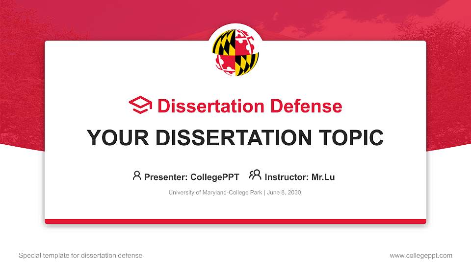 University of Maryland-College Park Graduation Thesis Defense PPT Template16:9 ratio PPT effect preview image