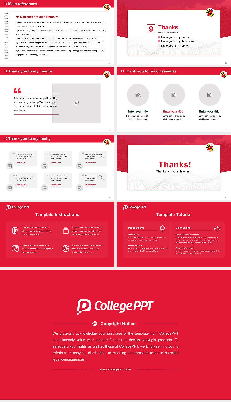 University of Maryland-College Park Graduation Thesis Defense PPT Template16:9 ratio PPT effect preview image7