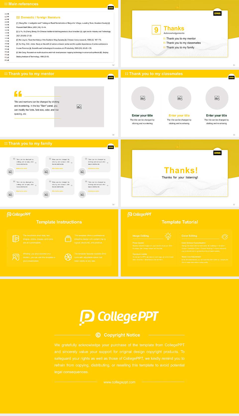 University of Iowa Graduation Thesis Defense PPT Template16:9 ratio PPT effect preview image7