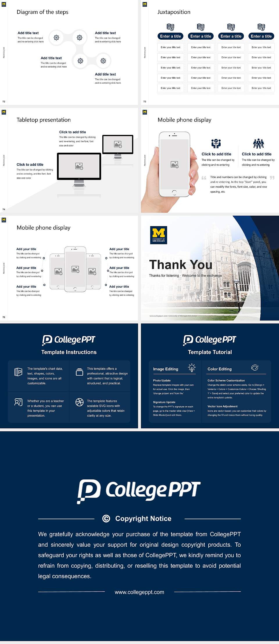 University of Michigan-Ann Arbor Competition/Entrepreneurship Contest PPT Template4:3 ratio PPT effect preview image9