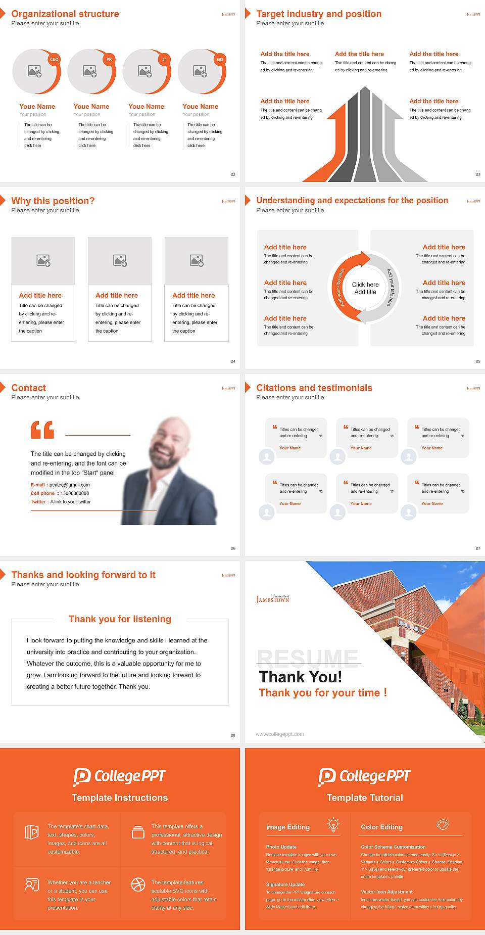 University of Jamestown Resume PPT Template4:3 ratio PPT effect preview image4
