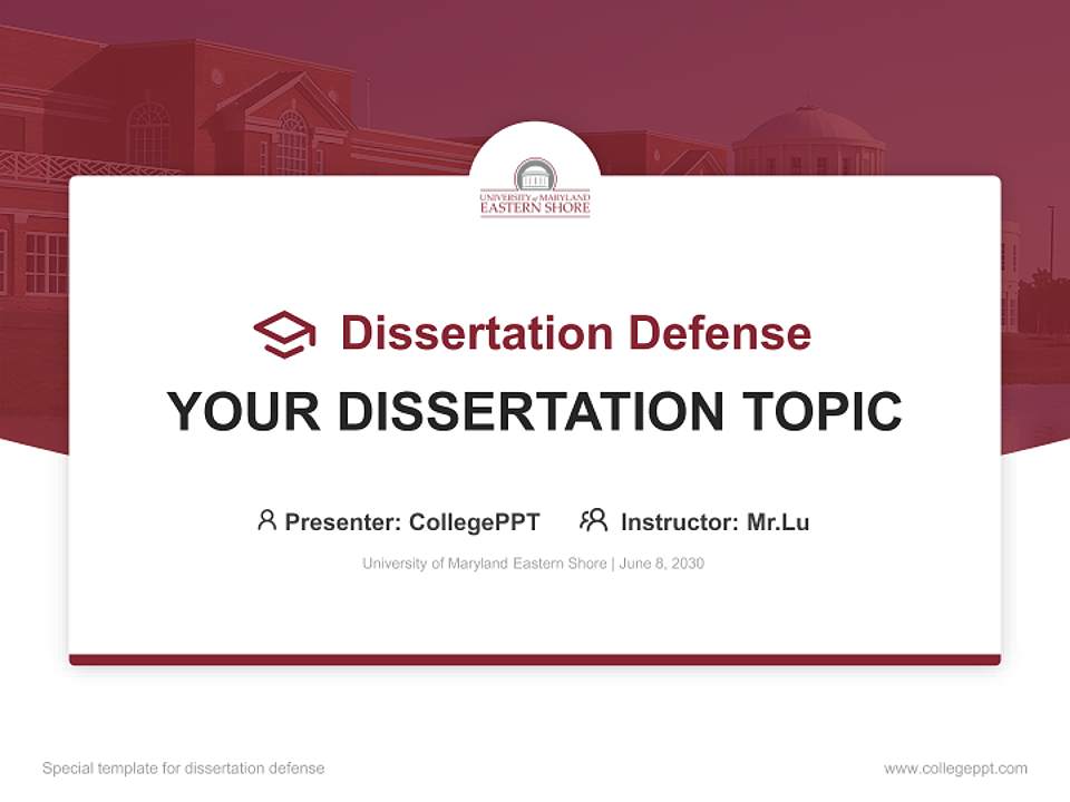 University of Maryland Eastern Shore Graduation Thesis Defense PPT Template4:3 ratio PPT effect preview image7