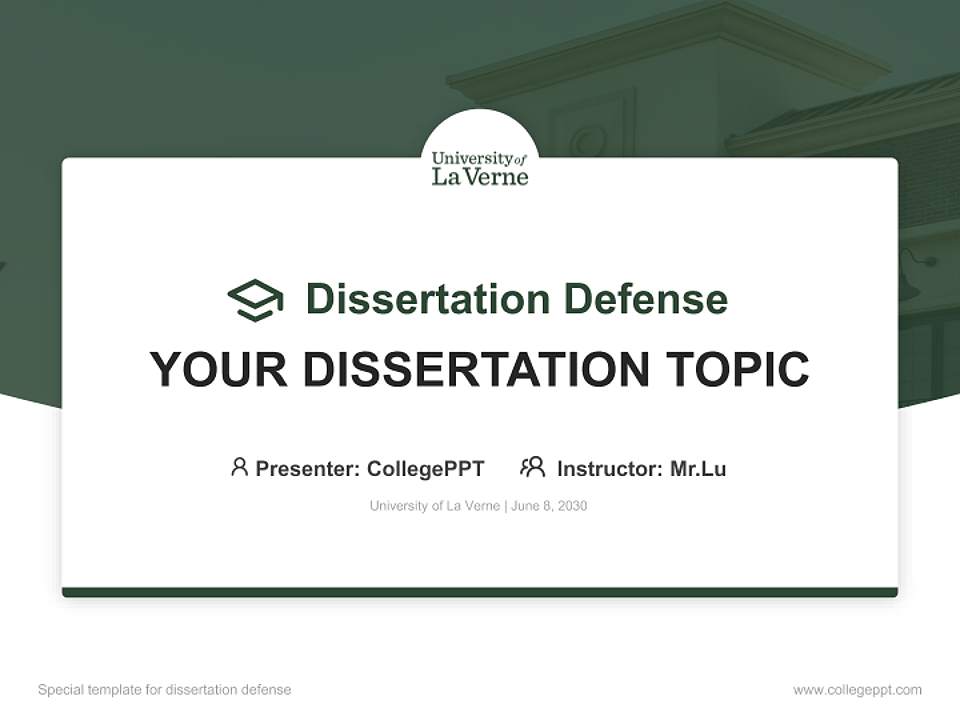 University of La Verne Graduation Thesis Defense PPT Template4:3 ratio PPT effect preview image7