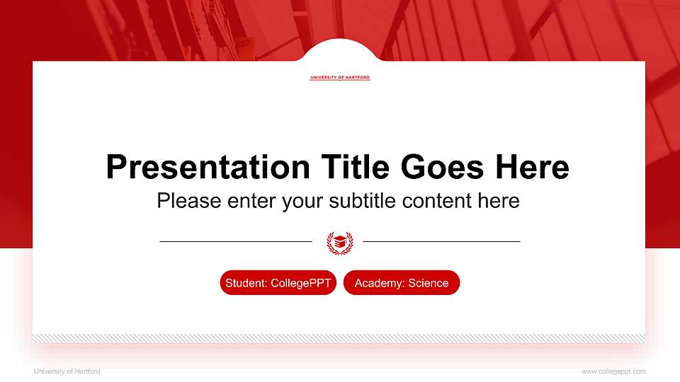 University of Hartford National Scholarship Defense PPT Template16:9 ratio PPT effect preview image