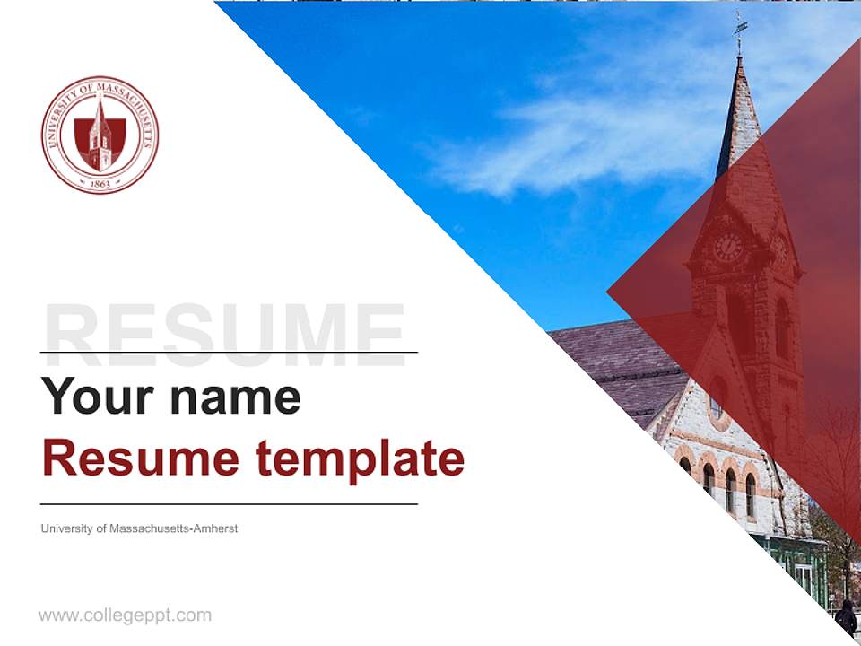 University of Massachusetts-Amherst Resume PPT Template4:3 ratio PPT effect preview image5