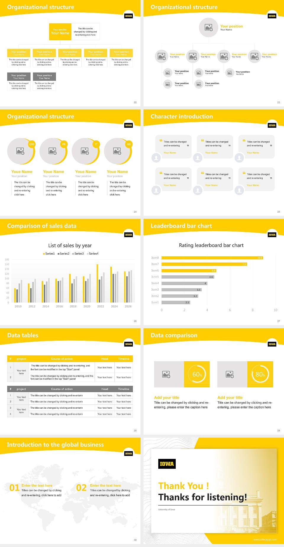 University of Iowa Academic Presentation/Research Findings Report PPT Template4:3 ratio PPT effect preview image4