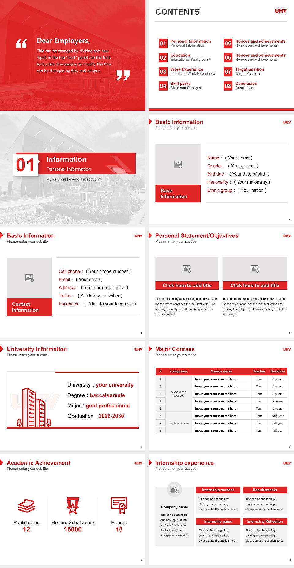 University of Houston-Victoria Resume PPT Template4:3 ratio PPT effect preview image2