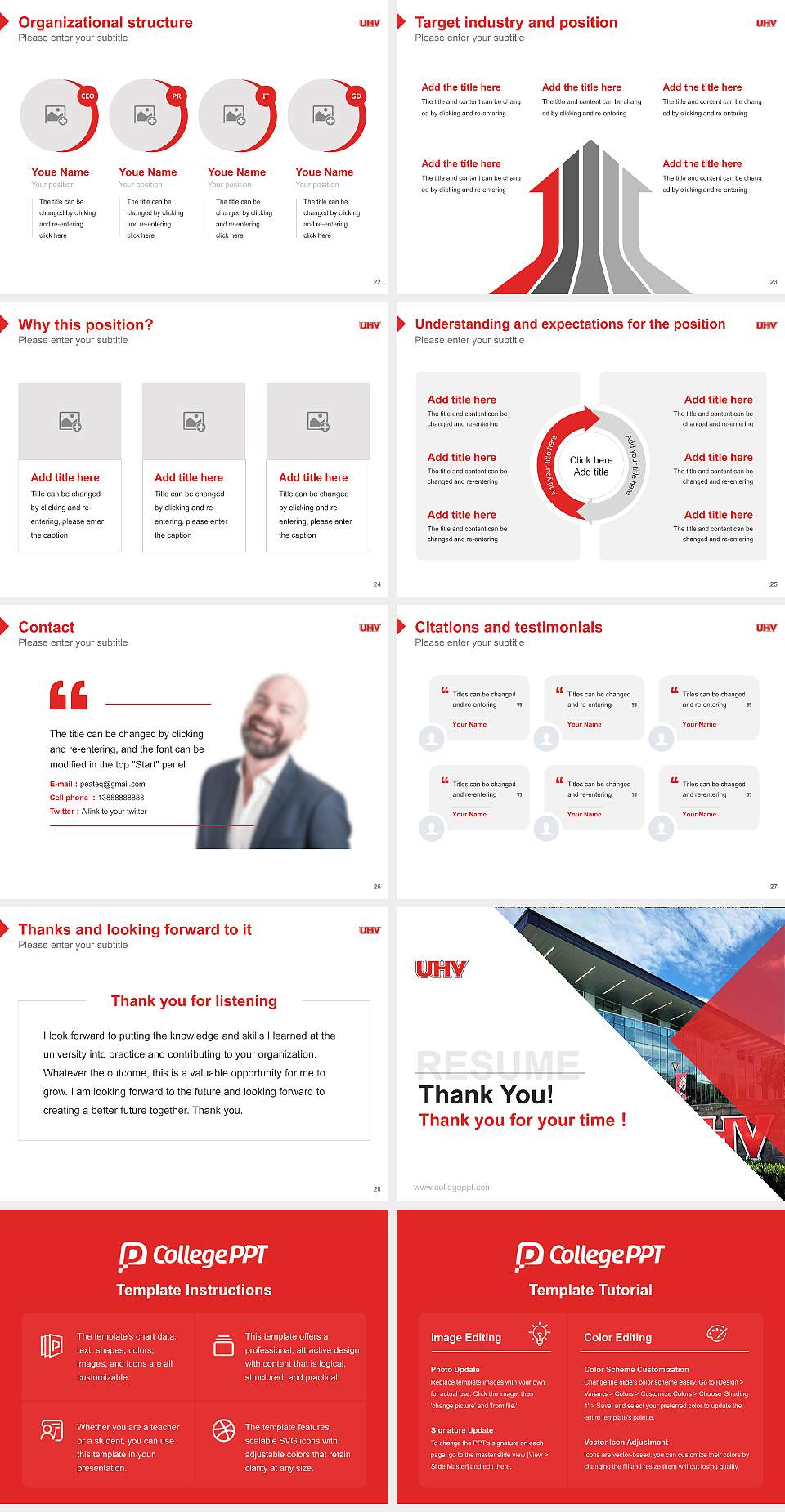University of Houston-Victoria Resume PPT Template4:3 ratio PPT effect preview image4