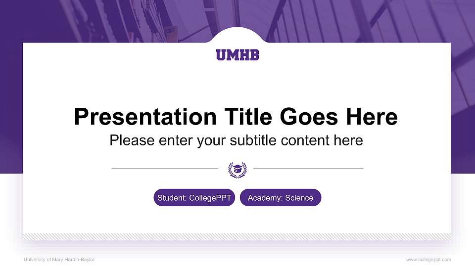 University of Mary Hardin-Baylor National Scholarship Defense PPT Template16:9 ratio PPT effect preview image