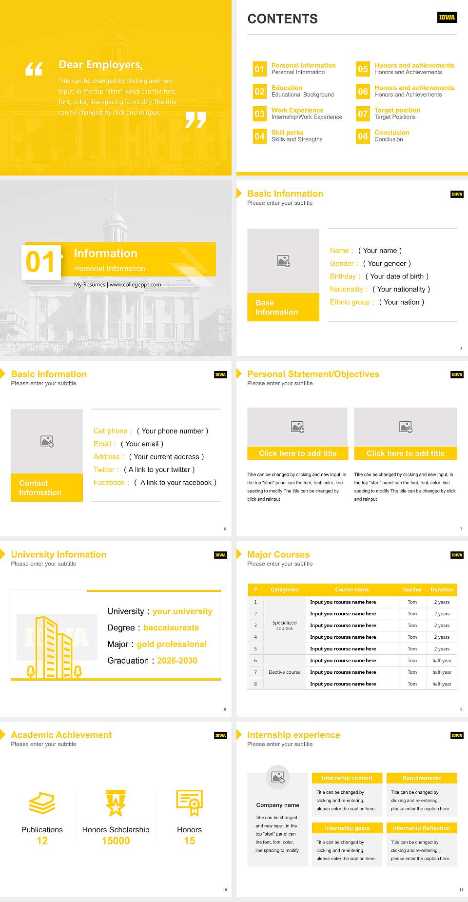 University of Iowa Resume PPT Template4:3 ratio PPT effect preview image2