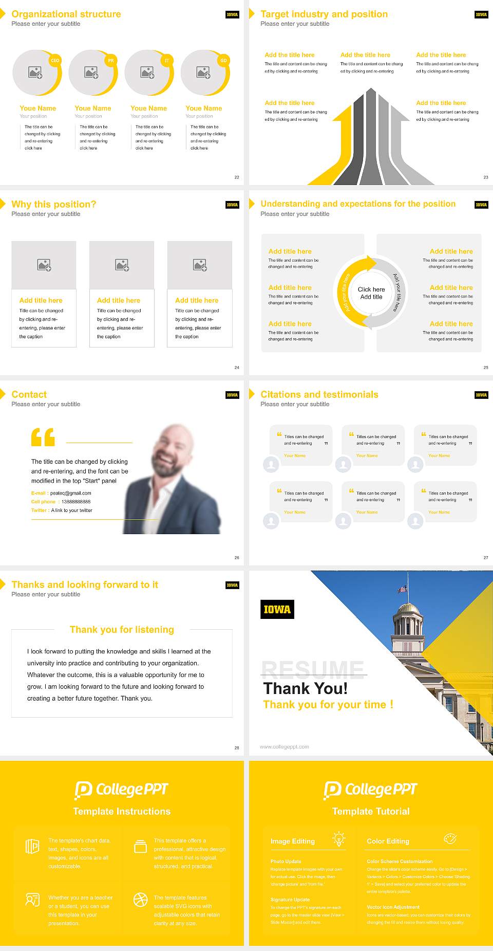 University of Iowa Resume PPT Template4:3 ratio PPT effect preview image4