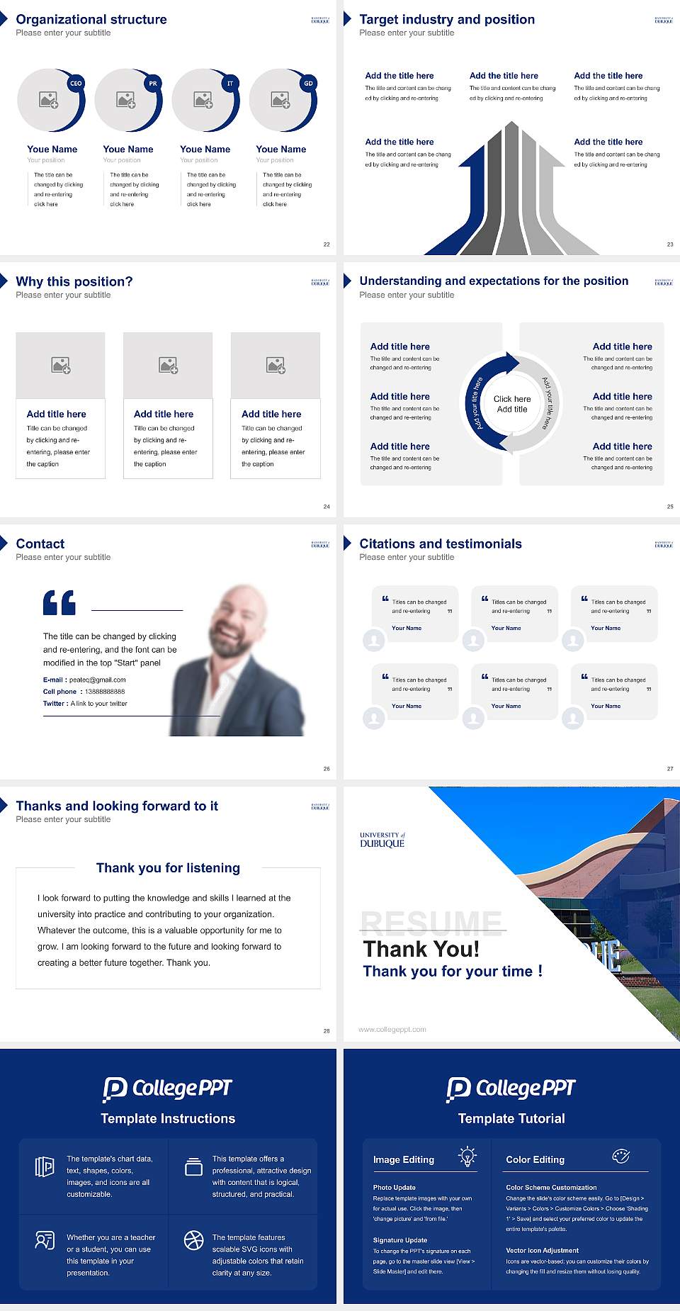 University of Dubuque Resume PPT Template4:3 ratio PPT effect preview image4